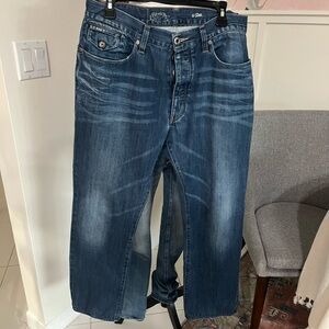 G Star Raw Jeans Men’s 34x30 Blue Denim Dark Wash GS01 Morris Tapper Button Fly